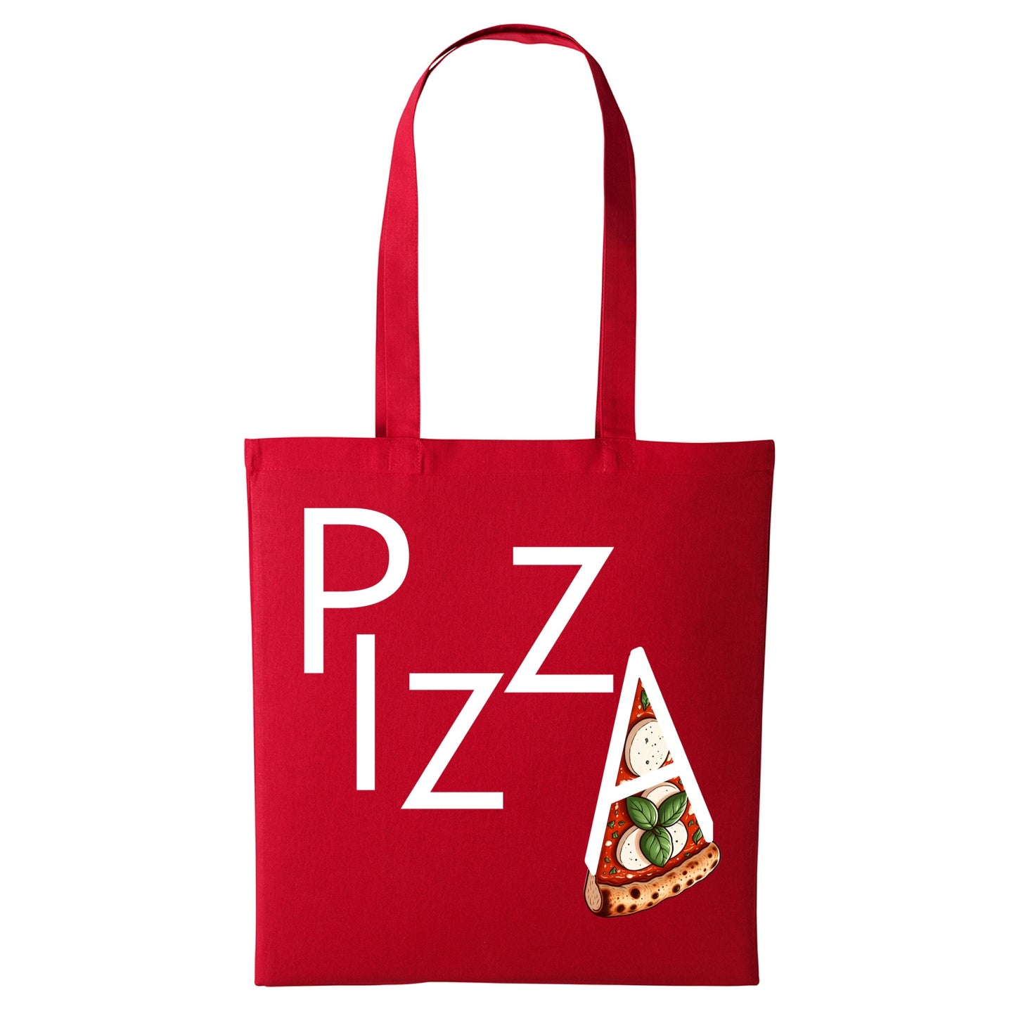 Pizza text Tote Bag | Red